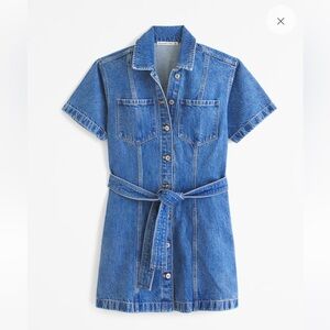 Abercrombie & Fitch Short-Sleeve Denim Shirt Dress size XS Tall